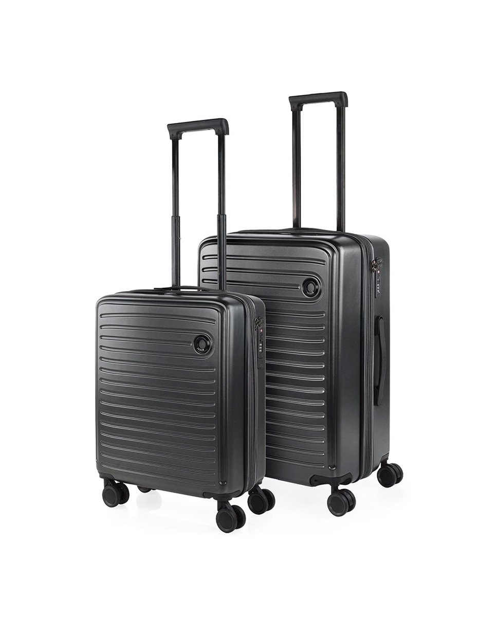 Conjunto de Malas (cabine e Média) Padua Rígidas com Capacidade de 68 L Preto-1