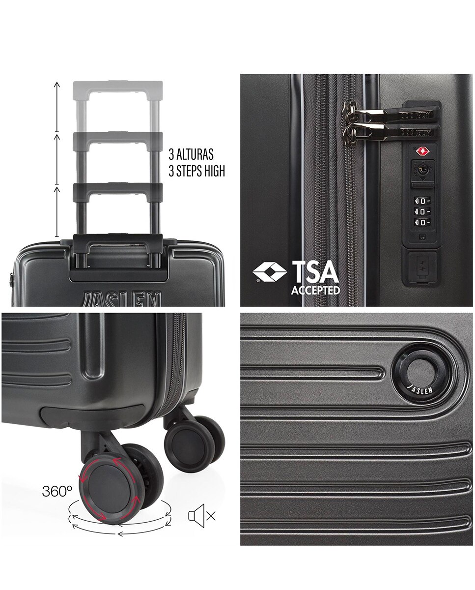 Conjunto de Malas (cabine e Média) Padua Rígidas com Capacidade de 68 L Preto-2