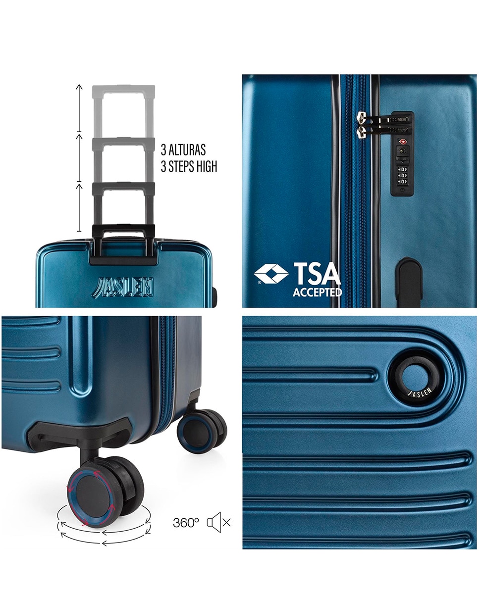 Conjunto de Malas (cabine e Média) Padua Rígidas com Capacidade de 68 L Azul / Verde-2