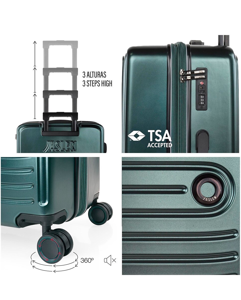 Conjunto de Malas (média e Grande) Padua Rígidas com Capacidade de 99 L Verde-2