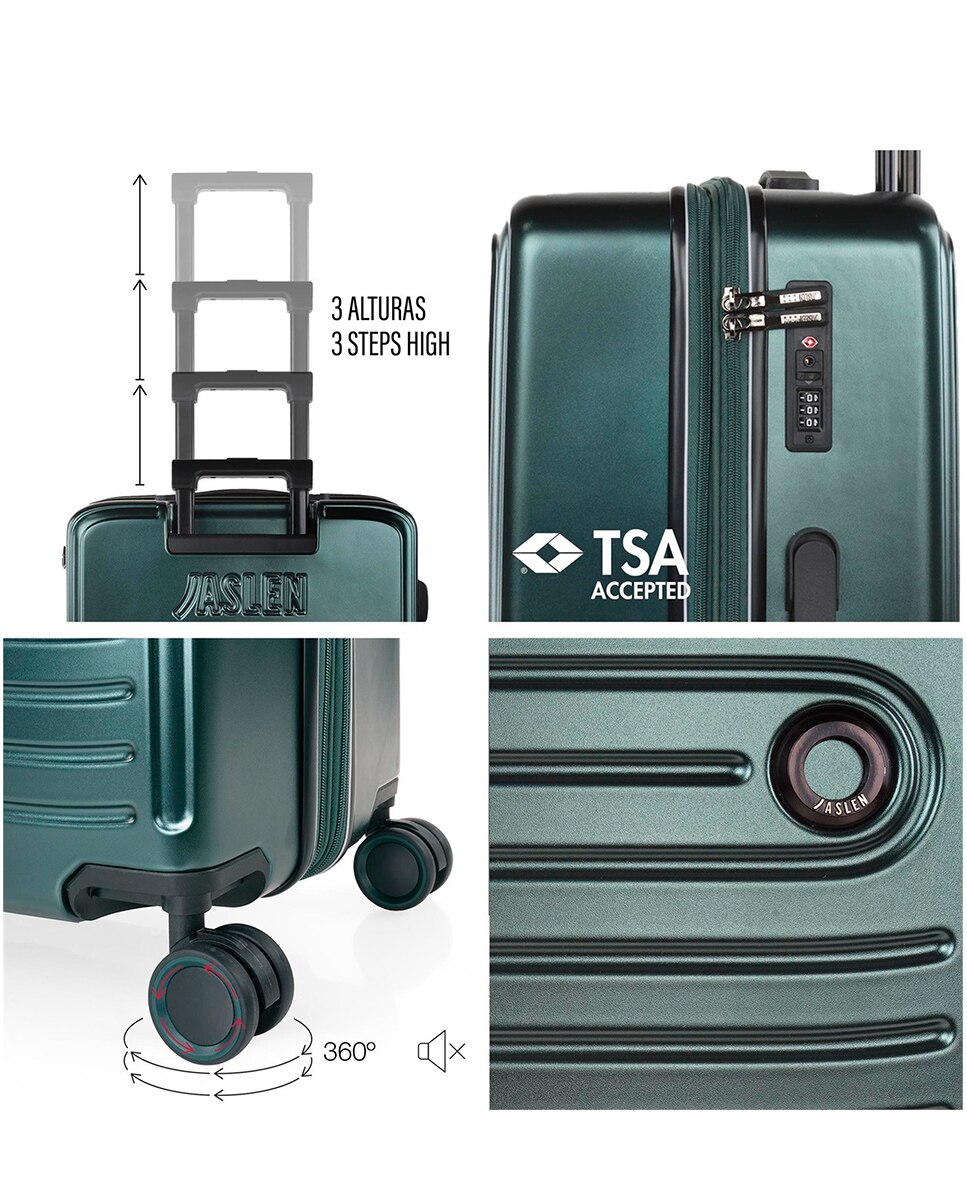Conjunto de Malas (cabine e Grande) Padua Rígidas com Capacidade de 99 L Verde-escuro-2