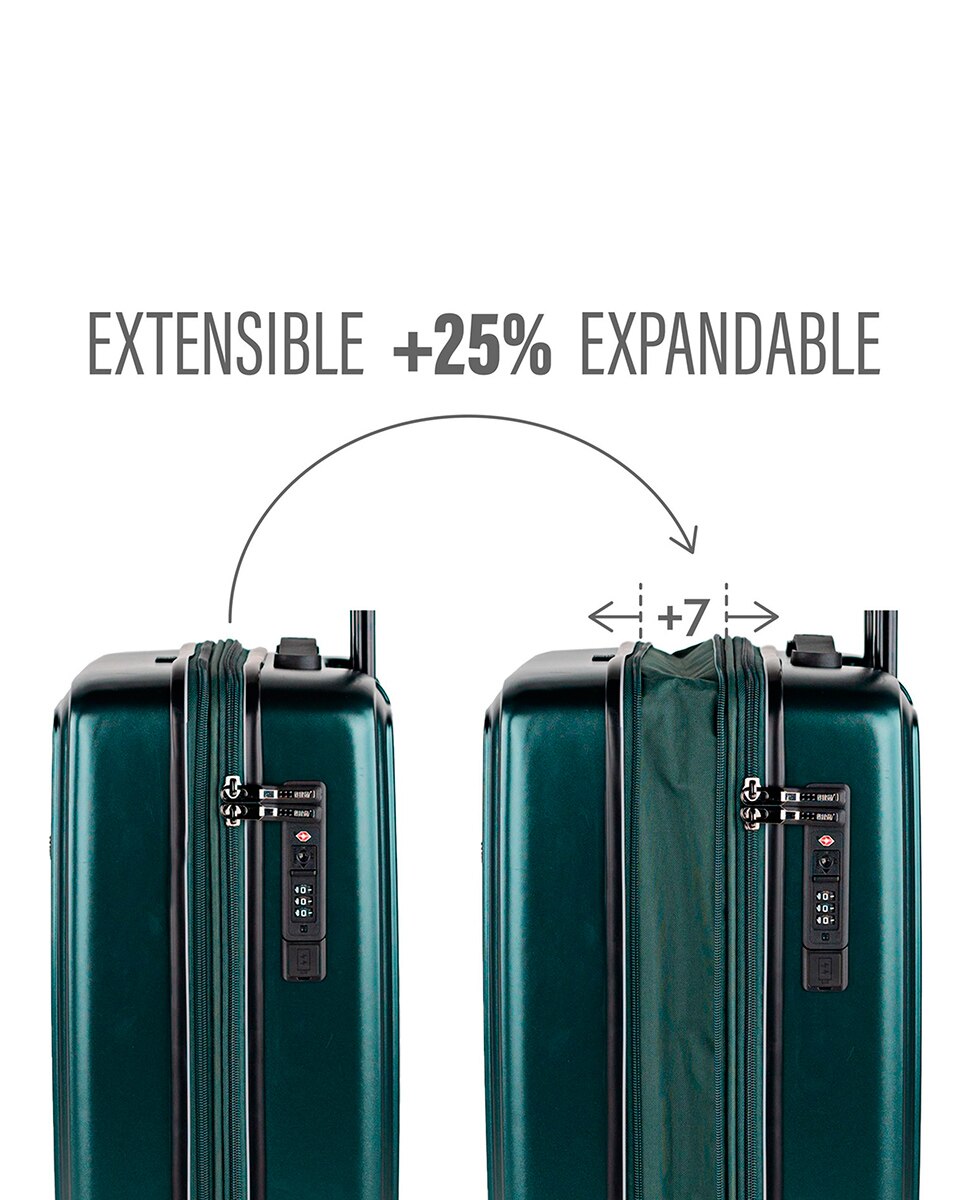 Mala de Cabine Padua Rígida com Capacidade de 38 L Verde-3