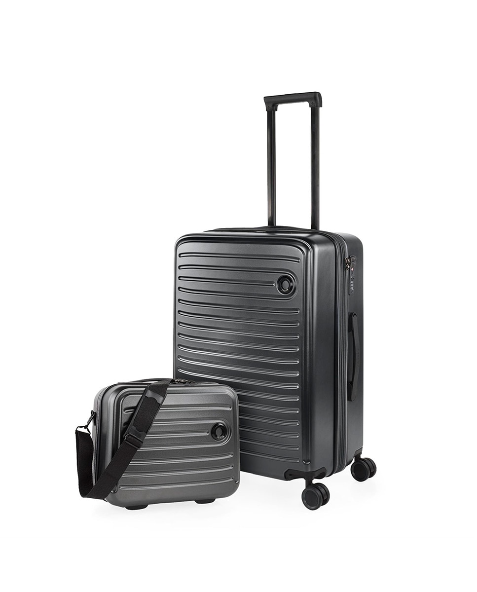 Conjunto de Malas (necessaire e Média) Padua Rígidas com Capacidade de 68 L Preto-1