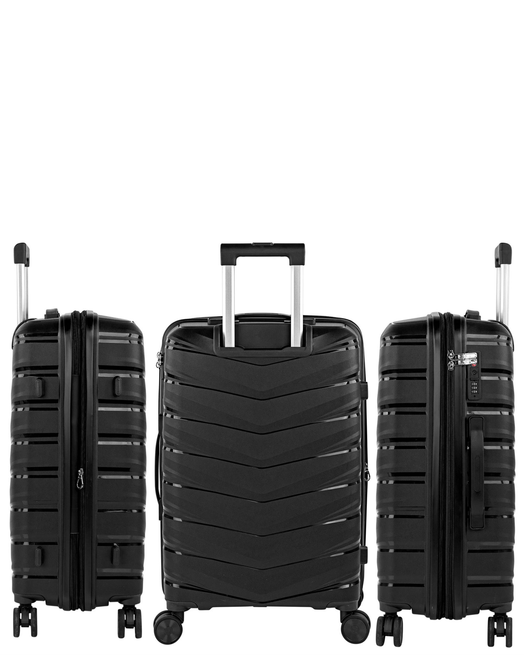 Conjunto de Malas (média e Grande) Varese Rígidas com Capacidade de 95 L Preto-2