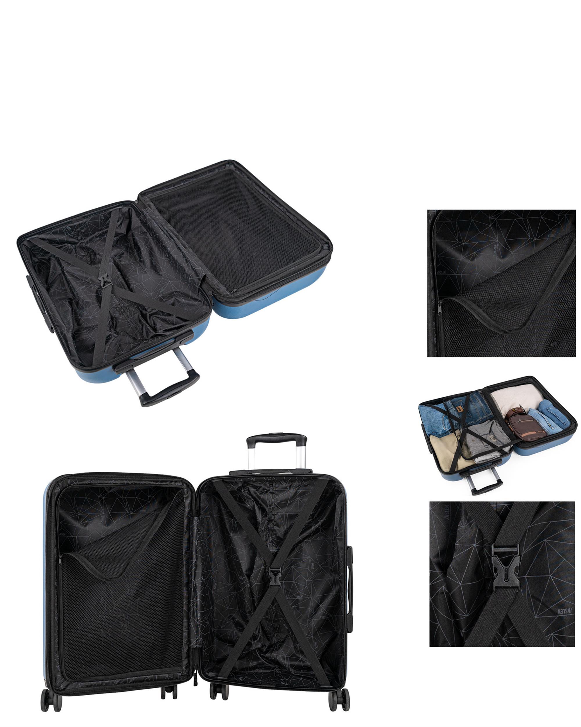 Conjunto de Malas (cabine e Média) Toulouse Rígidas com Capacidade de 89 L Azul-3