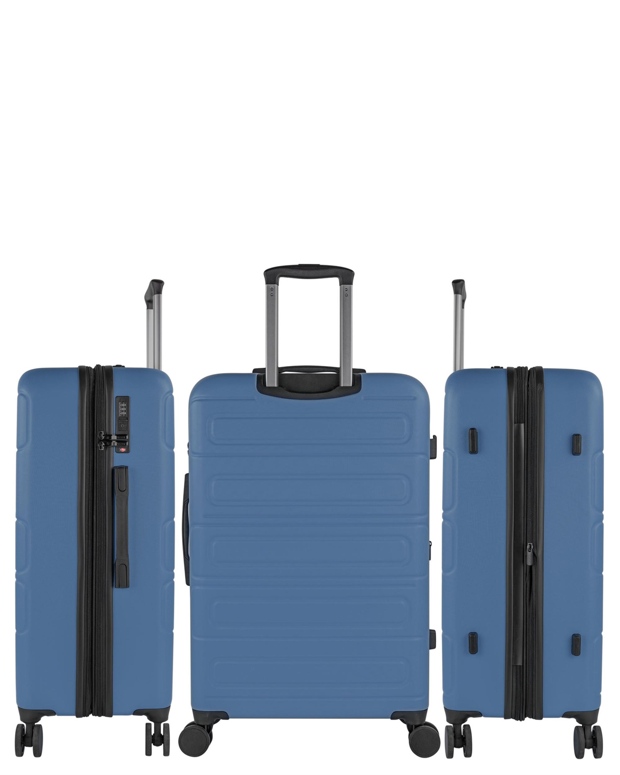 Conjunto de Malas (cabine e Grande) Brighton Rígidas com Capacidade de 80 L Azul-2