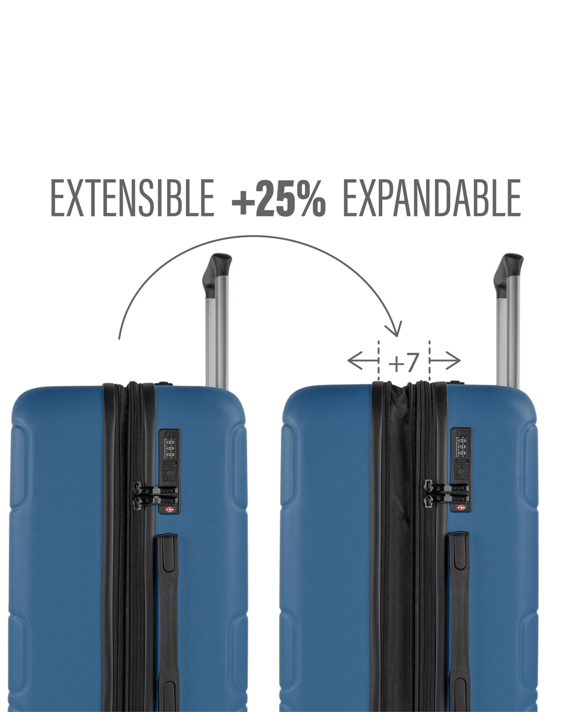Conjunto de Malas (cabine e Grande) Brighton Rígidas com Capacidade de 80 L Azul-5