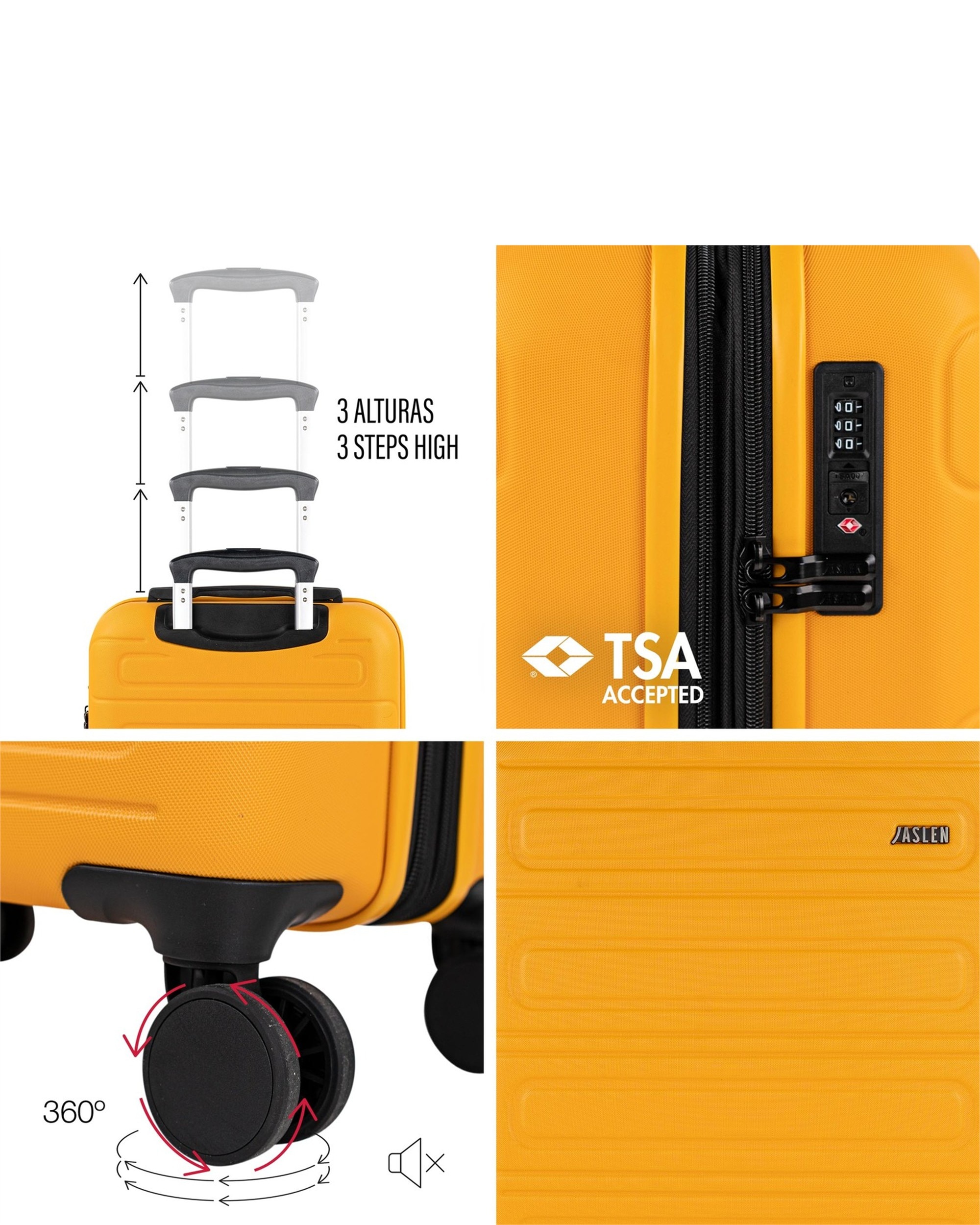 Mala de Cabine Toulouse Rígida com Capacidade de 38 L Amarelo-4