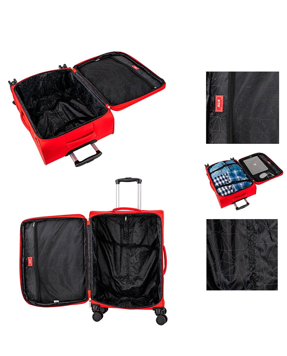 Conjunto de Malas (cabine, Média e Grande) Semirrígidas com Capacidade de 88 L Vermelho-3