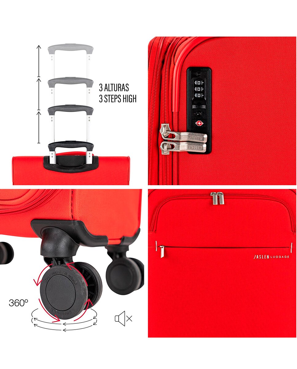 Conjunto de Malas (cabine, Média e Grande) Semirrígidas com Capacidade de 88 L Vermelho-4