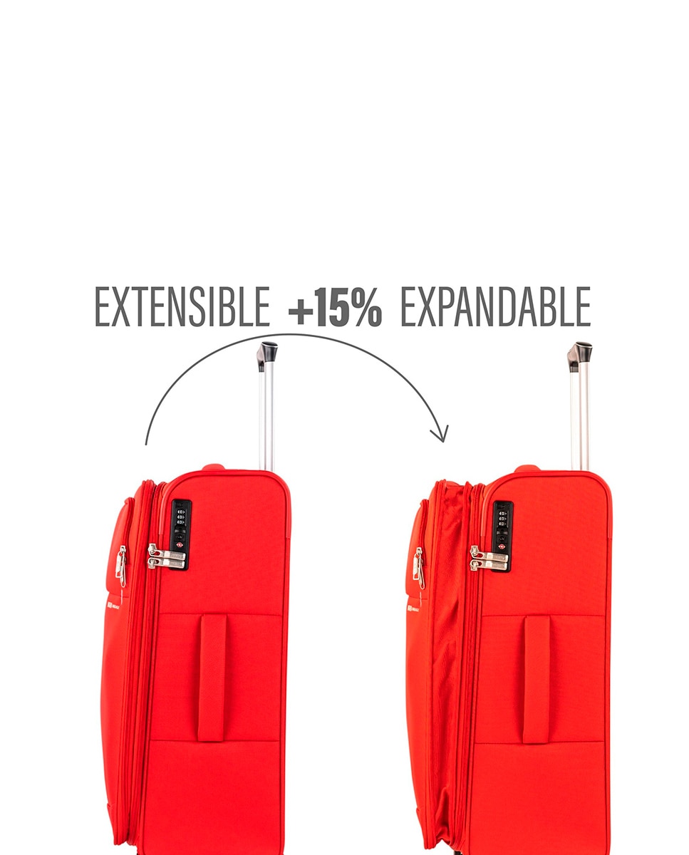 Conjunto de Malas (cabine, Média e Grande) Semirrígidas com Capacidade de 88 L Vermelho-5