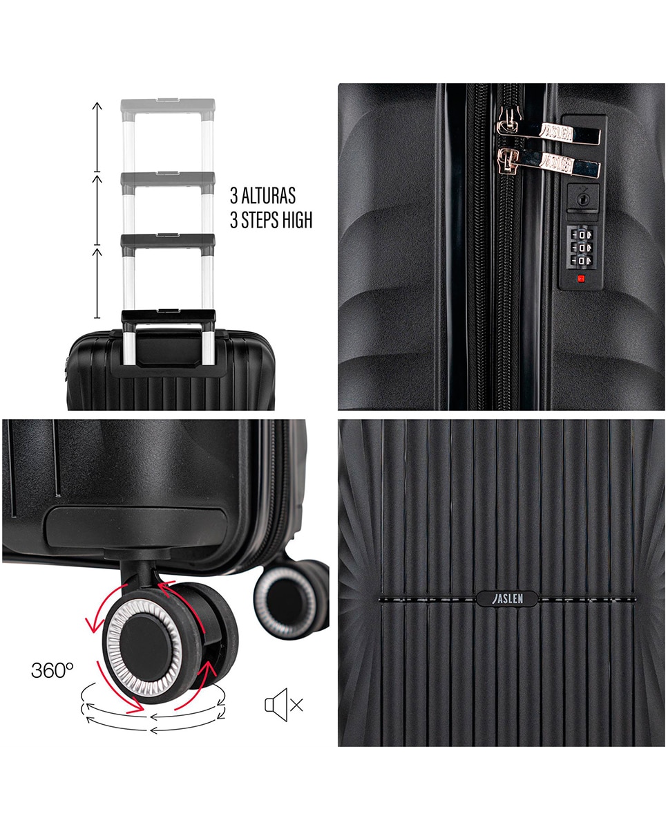 Conjunto de Malas (cabine Expansível) com Capacidade de 38 L Preto-5