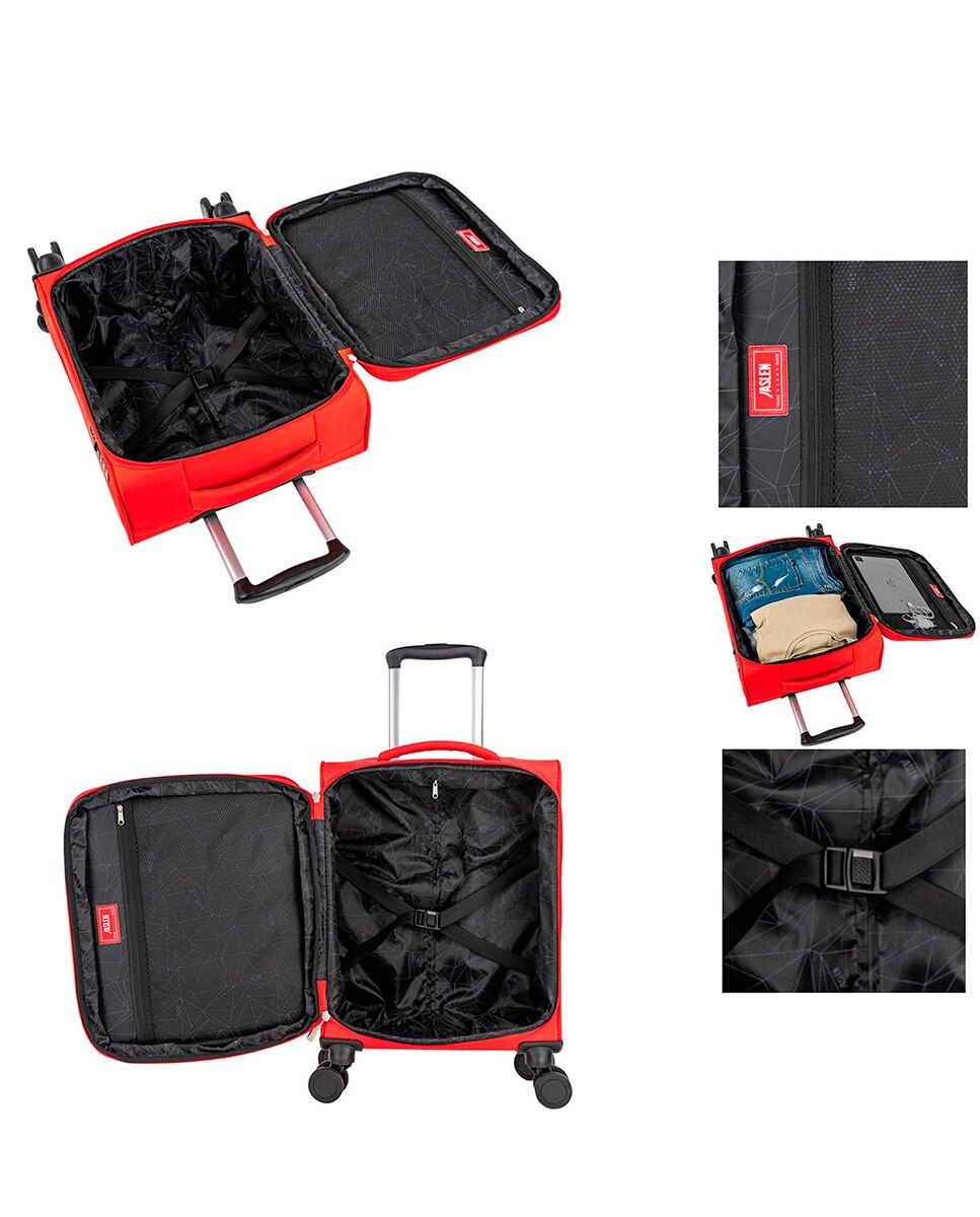 Conjunto de Malas (cabine e Grande) Bradford Semi-rígidas com Capacidade de 88 L Vermelho-3