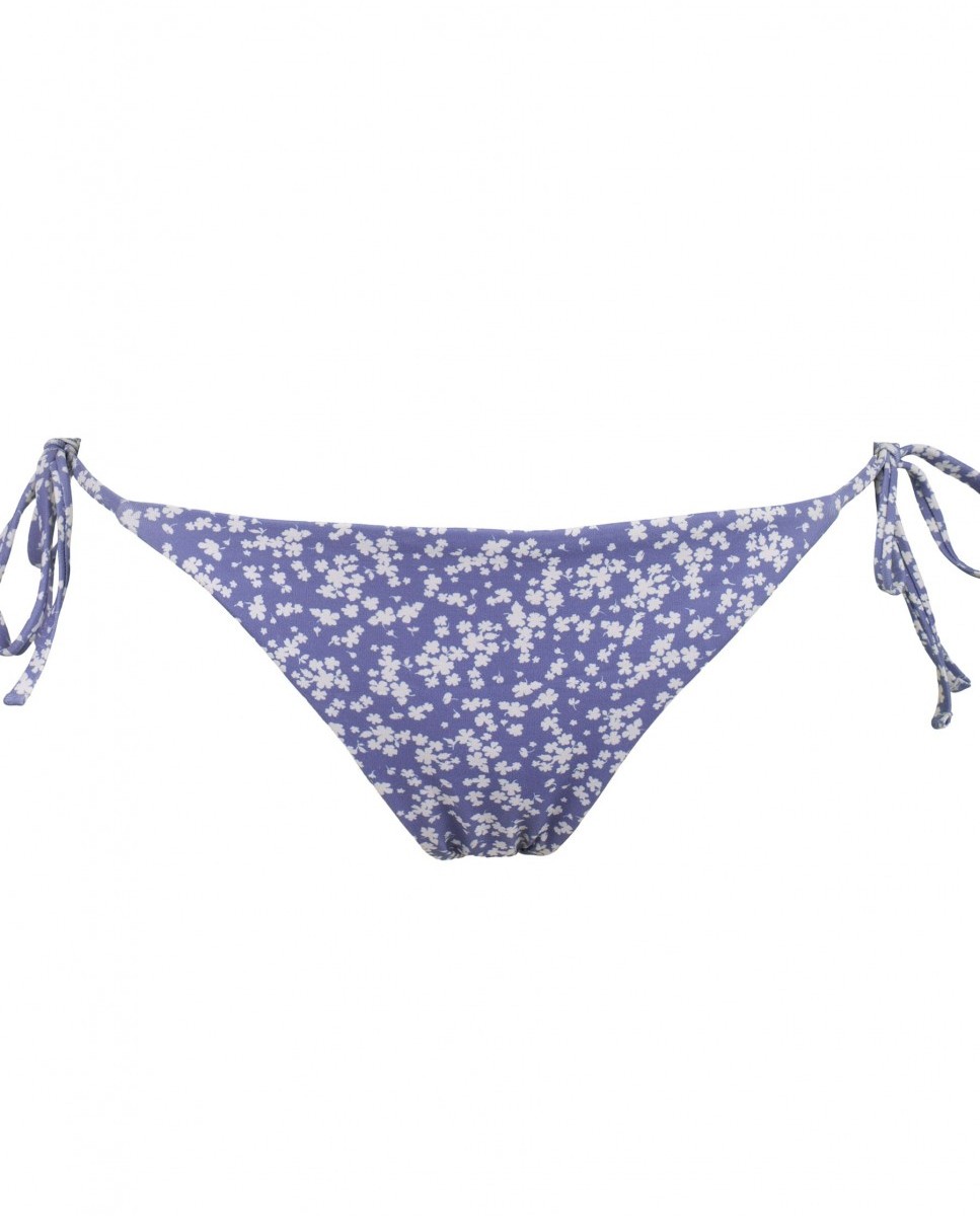 Cueca de Biquíni Milos com Laços e Forro Azul / Branco-3