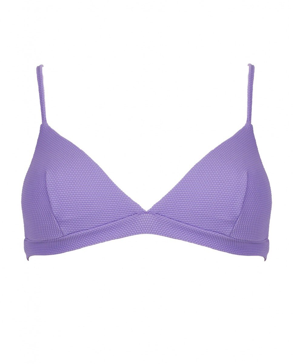 Top de Biquíni Triângulo Sporty Piqué com Tecido Estrutura e Foams Amovíveis Lilás-3