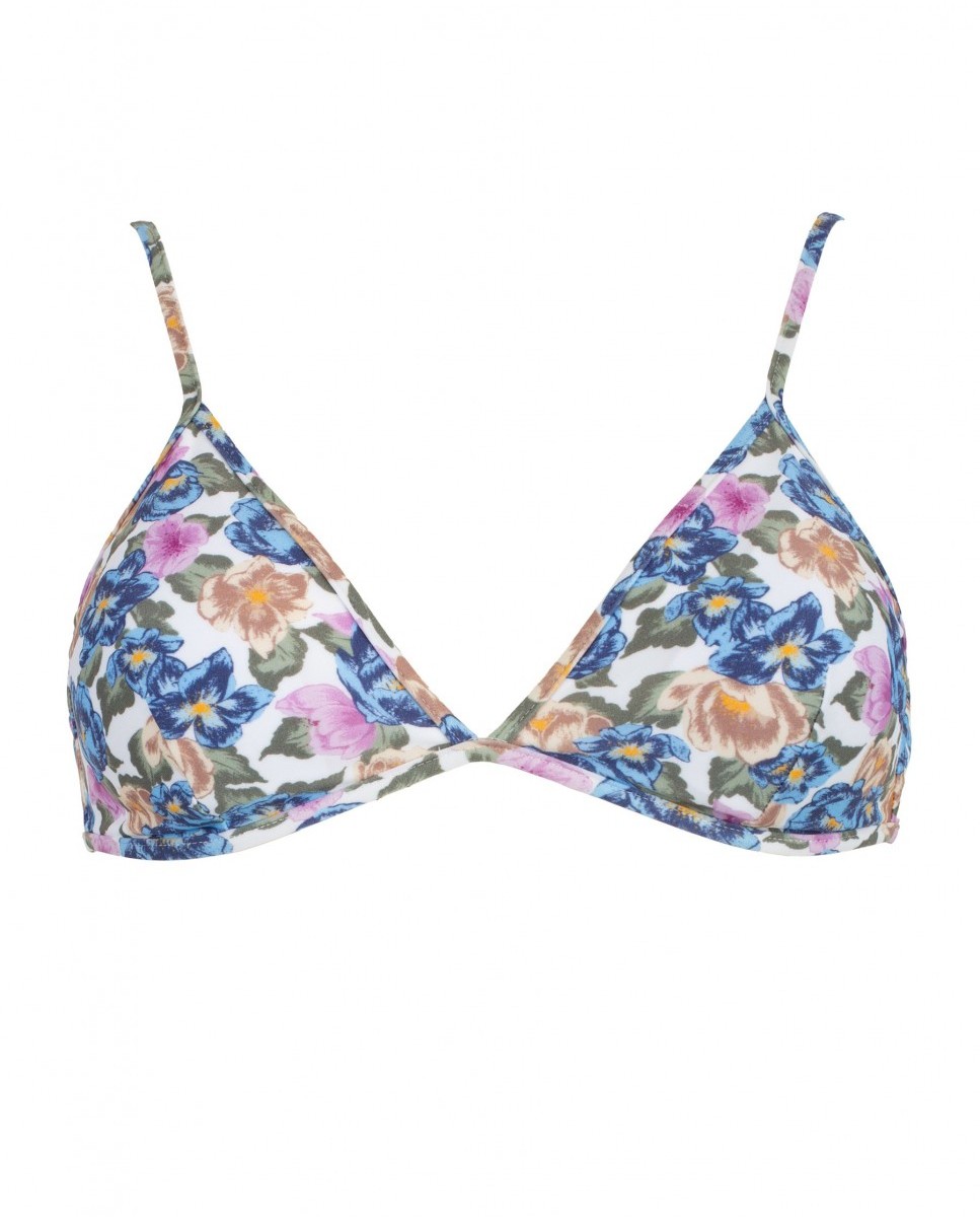 Top de Biquíni Triângulo Trims Positano com Foams Amovíveis e Alças Reguláveis Azul / Branco-3