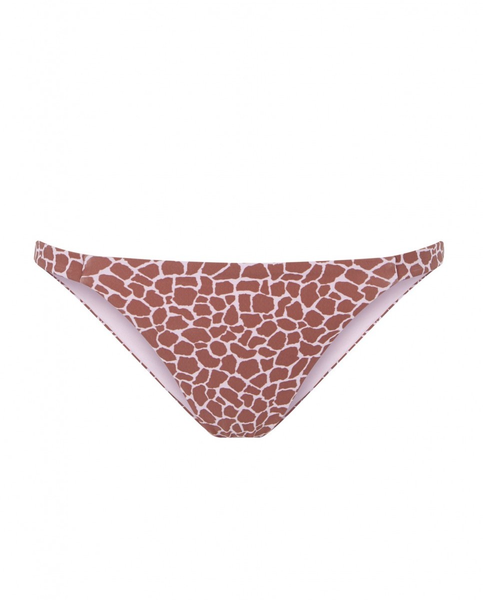 Cueca de Biquíni Touch Jirafa Clássica e com Forro Castanho / Branco gasto-3