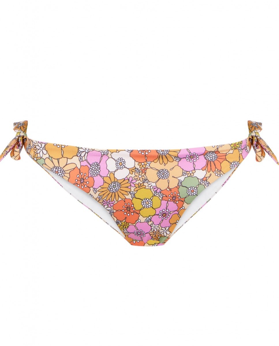 Cueca de Biquíni Knot Flower Fever com Laços e Forro Multicolor-4