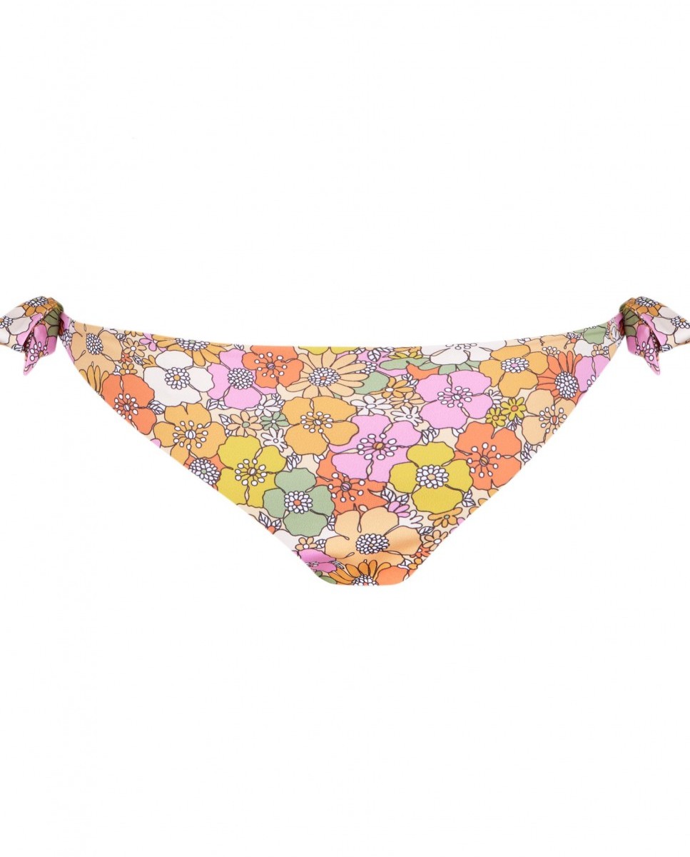 Cueca de Biquíni Knot Flower Fever com Laços e Forro Multicolor-5