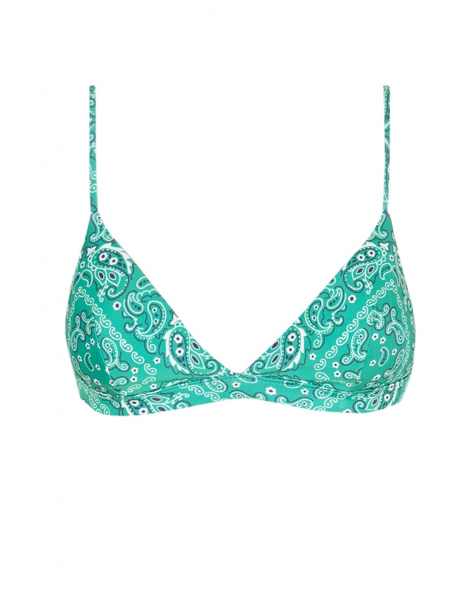 Top de Biquíni Triângulo Bandana Verde com Foams Amovíveis Multicolor-3