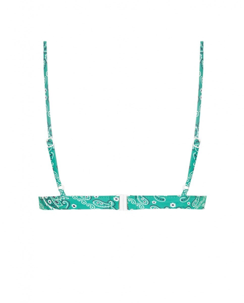 Top de Biquíni Triângulo Bandana Verde com Foams Amovíveis Multicolor-4