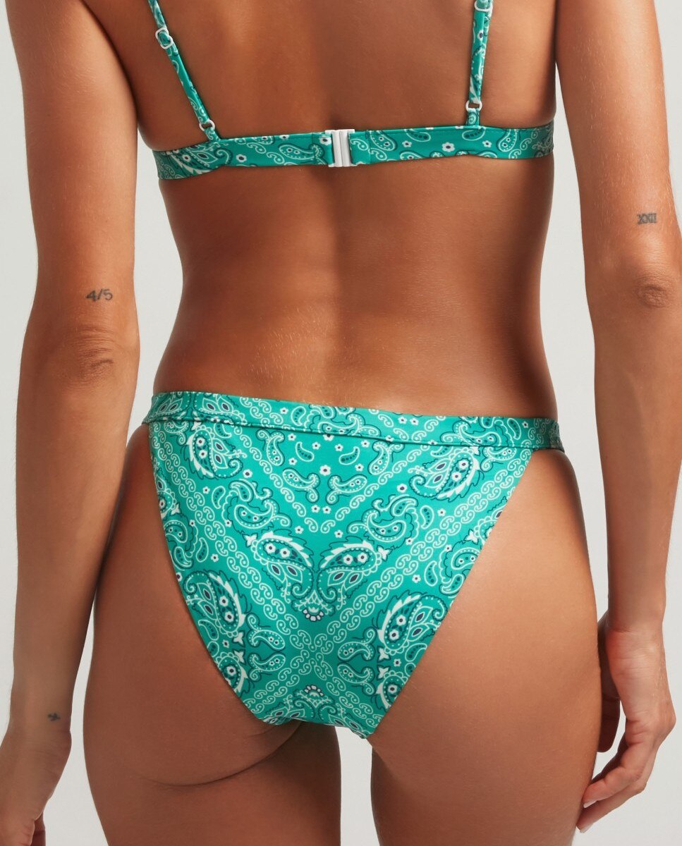 Cueca de Biquíni Bandana Verde com Forro Multicolor-2