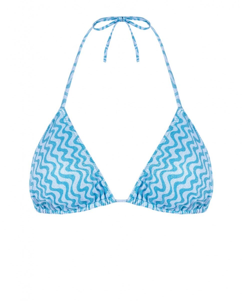 Top de Biquíni Triângulo Lagoon com Tecido Lurex, Alças Reguláveis e Foams Amovíveis Azul-4