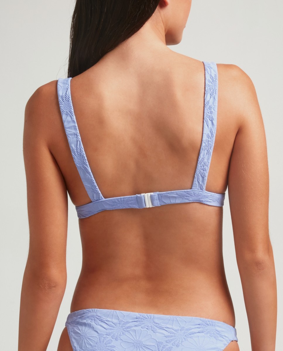 Top de Biquíni Triângulo Touch Paradiso com Tecido Estrutura e Foams Amovíveis Azul-celeste-2