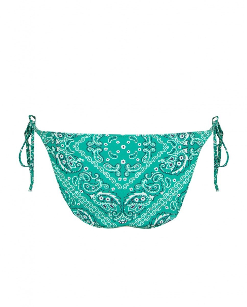 Cueca de Biquíni Bandana Verde com Laço e Forro Multicolor-4
