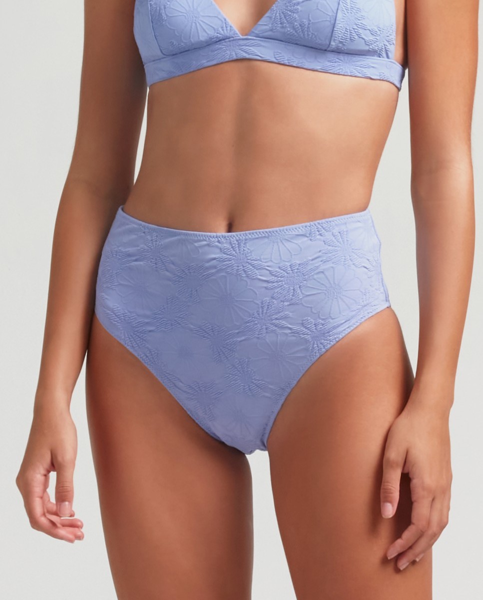 Cueca Alta de Biquíni Touch Paradiso com Tecido Estrutura e Forro Azul-claro-1