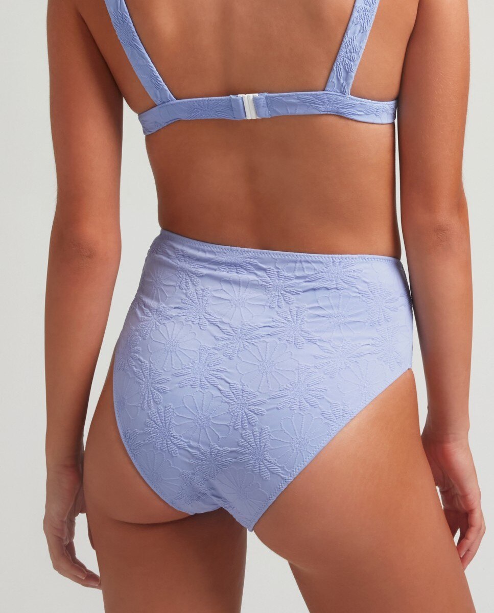 Cueca Alta de Biquíni Touch Paradiso com Tecido Estrutura e Forro Azul-claro-2