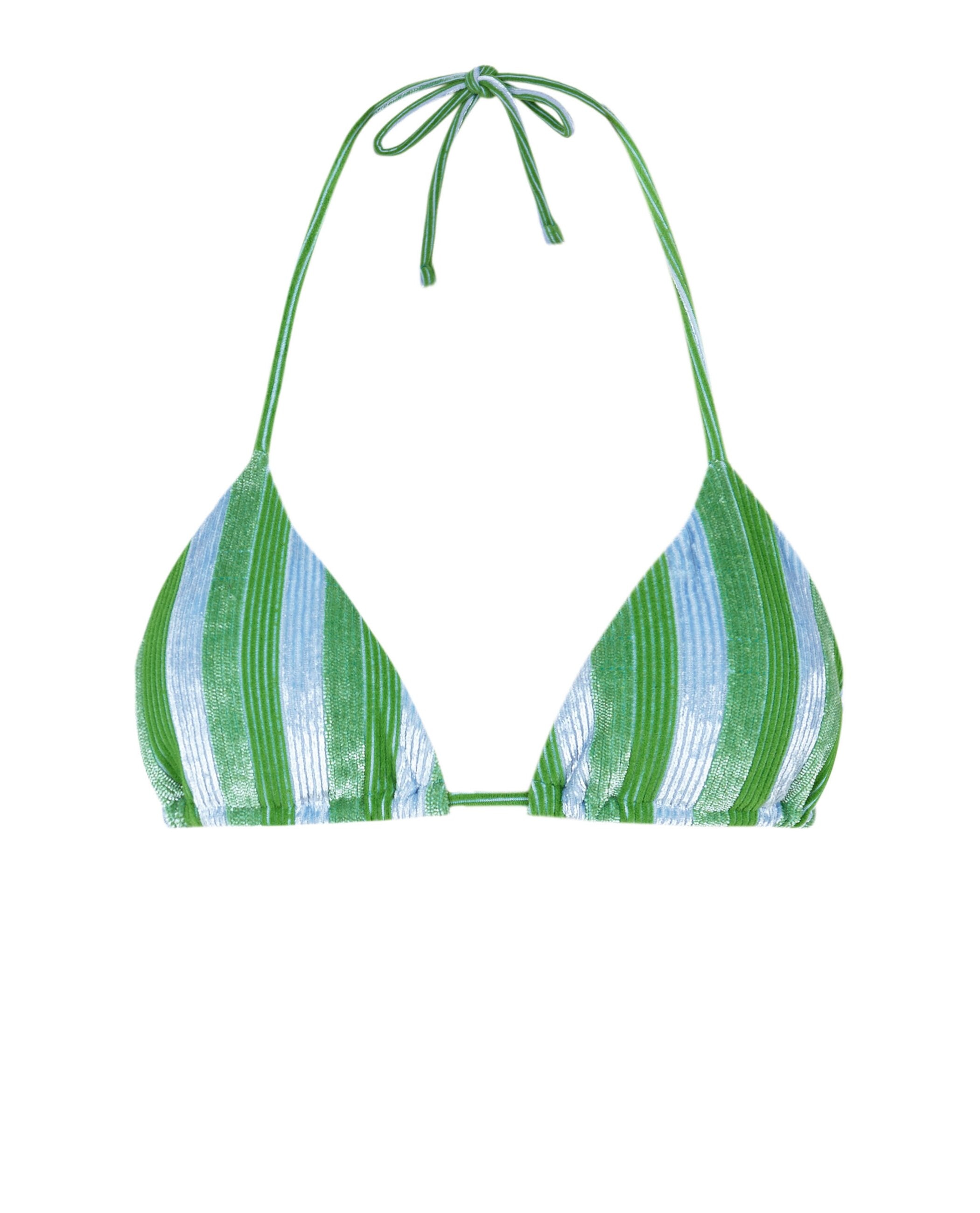 Top de Biquíni Triângulo Divino com Estrutura e Foams Amovíveis Verde / azul marinho-3