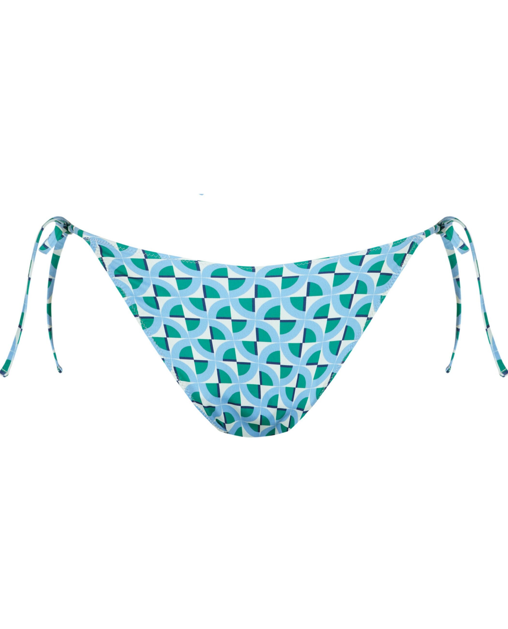 Cueca de Biquíni Calma com Laço e Forro Azul / Branco-4