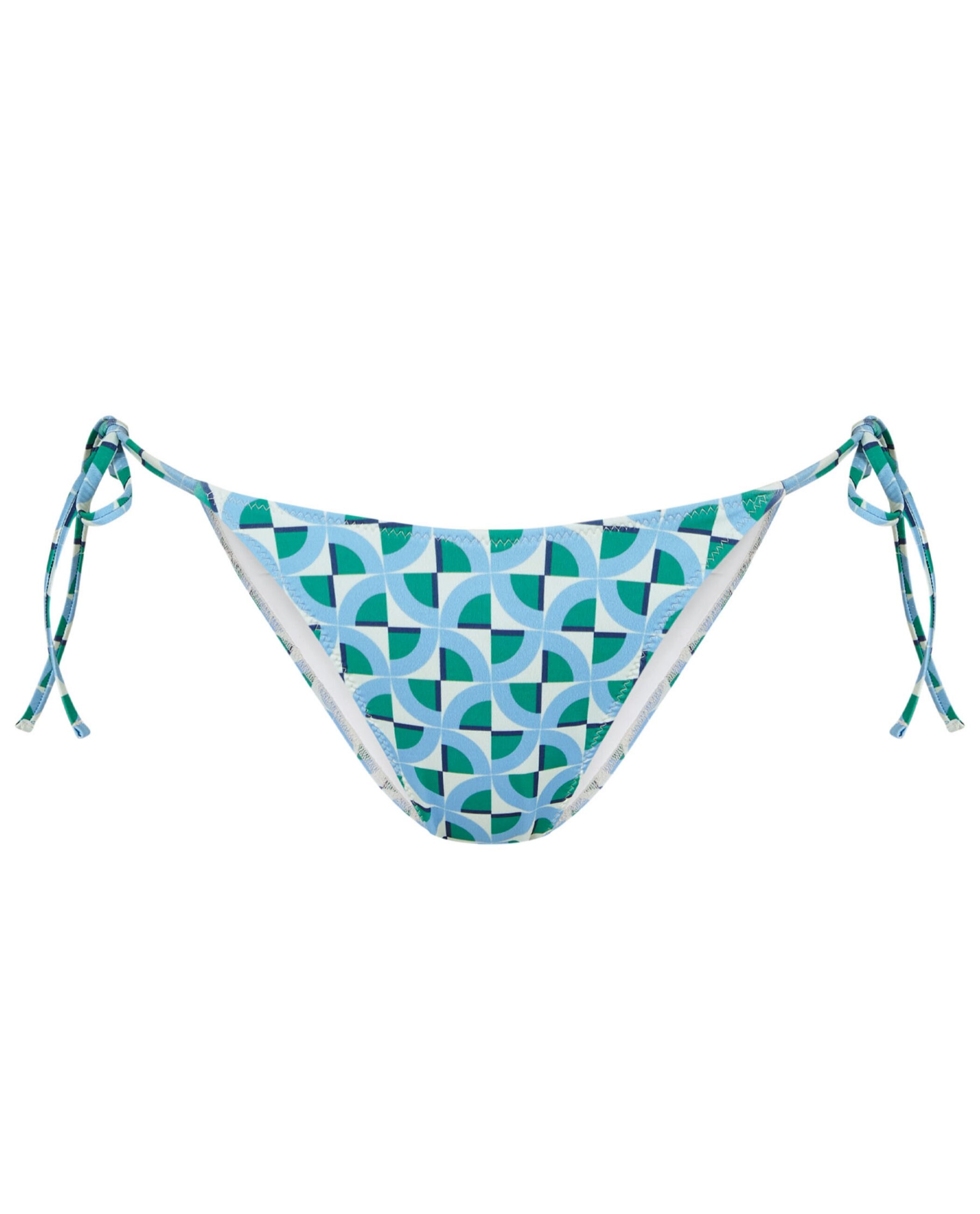 Cueca de Biquíni Calma com Laço e Forro Azul / Branco-3