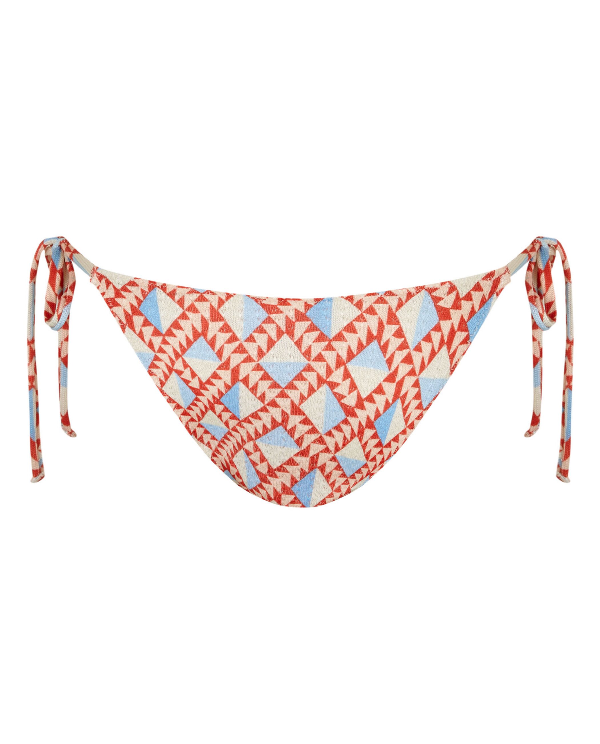 Cueca de Biquíni Mohawk com Estrutura, Laço e Forro Vermelho / Branco-4
