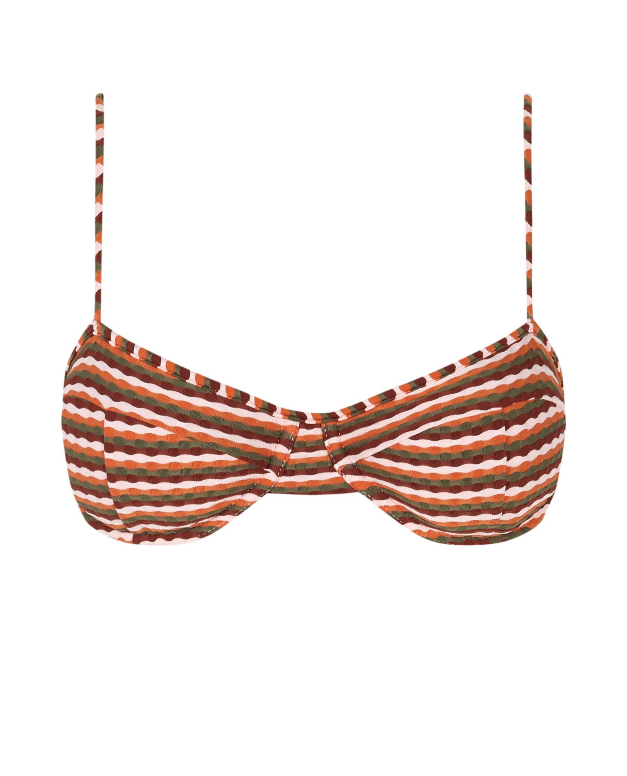 Top de Biquíni Balconette Valley com Estrutura, Fecho Multiposições e Foams Amovíveis Castanho / Laranja-3