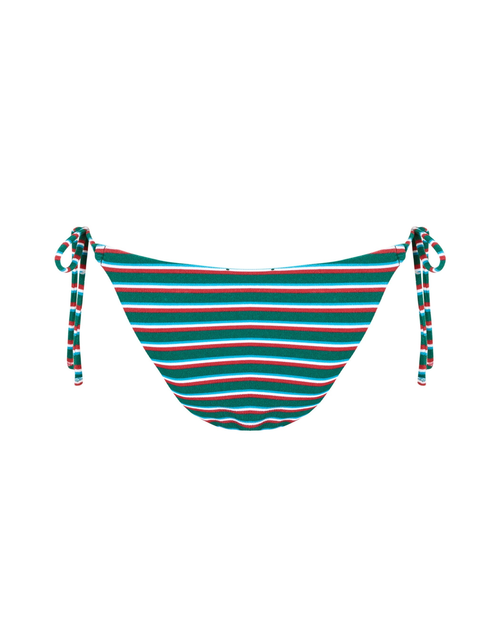Cueca de Bikini Coyote com Tecido Toalha, Laço e Forro Branco / Verde-4