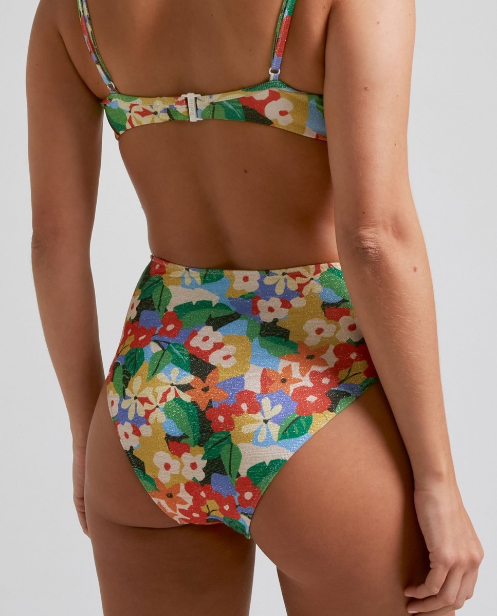 Cueca Alta de Biquíni Amazonia com Tecido Lurex e Forro Multicolor-3