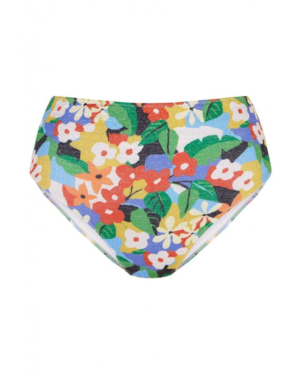 Cueca Alta de Biquíni Amazonia com Tecido Lurex e Forro Multicolor-4
