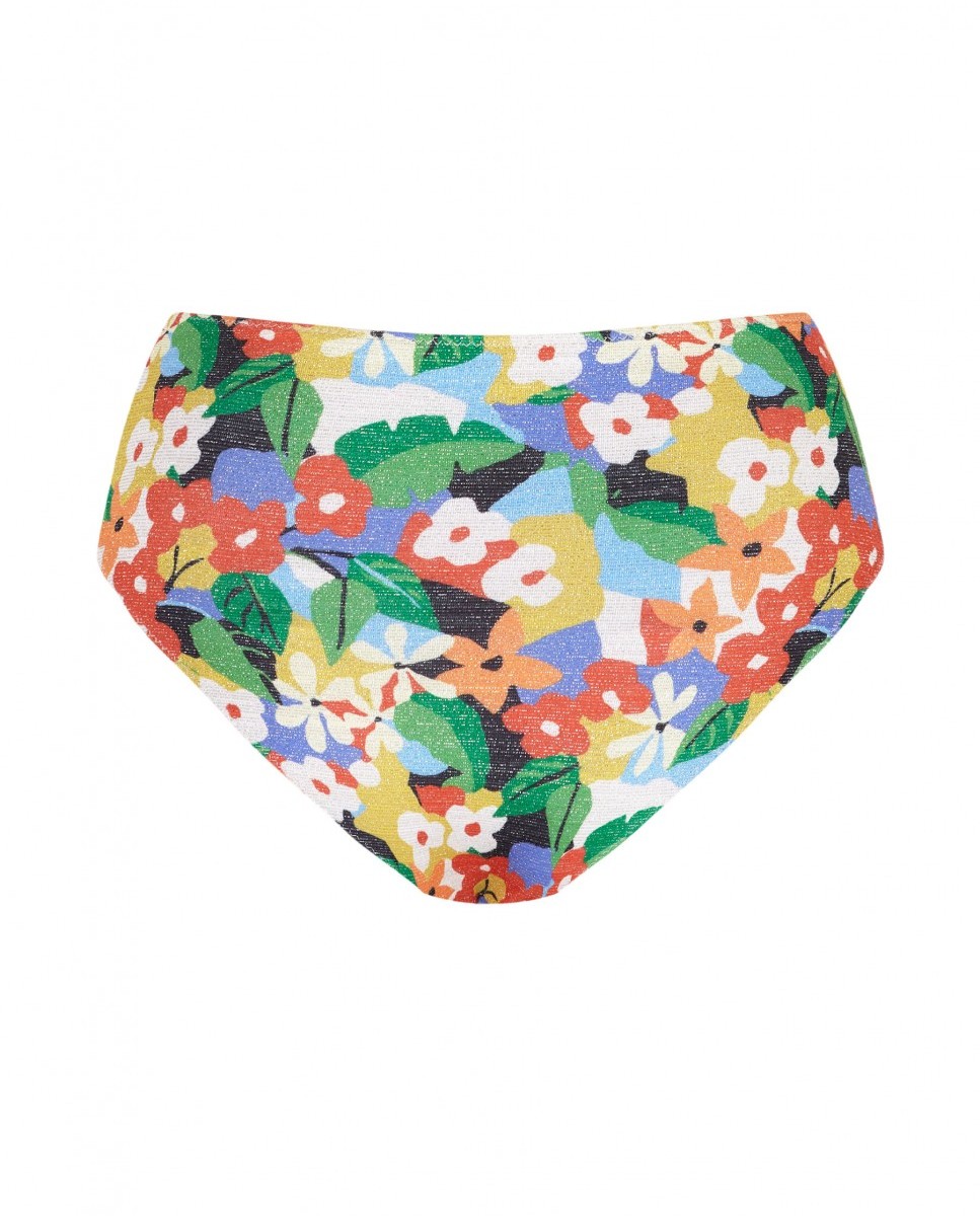 Cueca Alta de Biquíni Amazonia com Tecido Lurex e Forro Multicolor-5