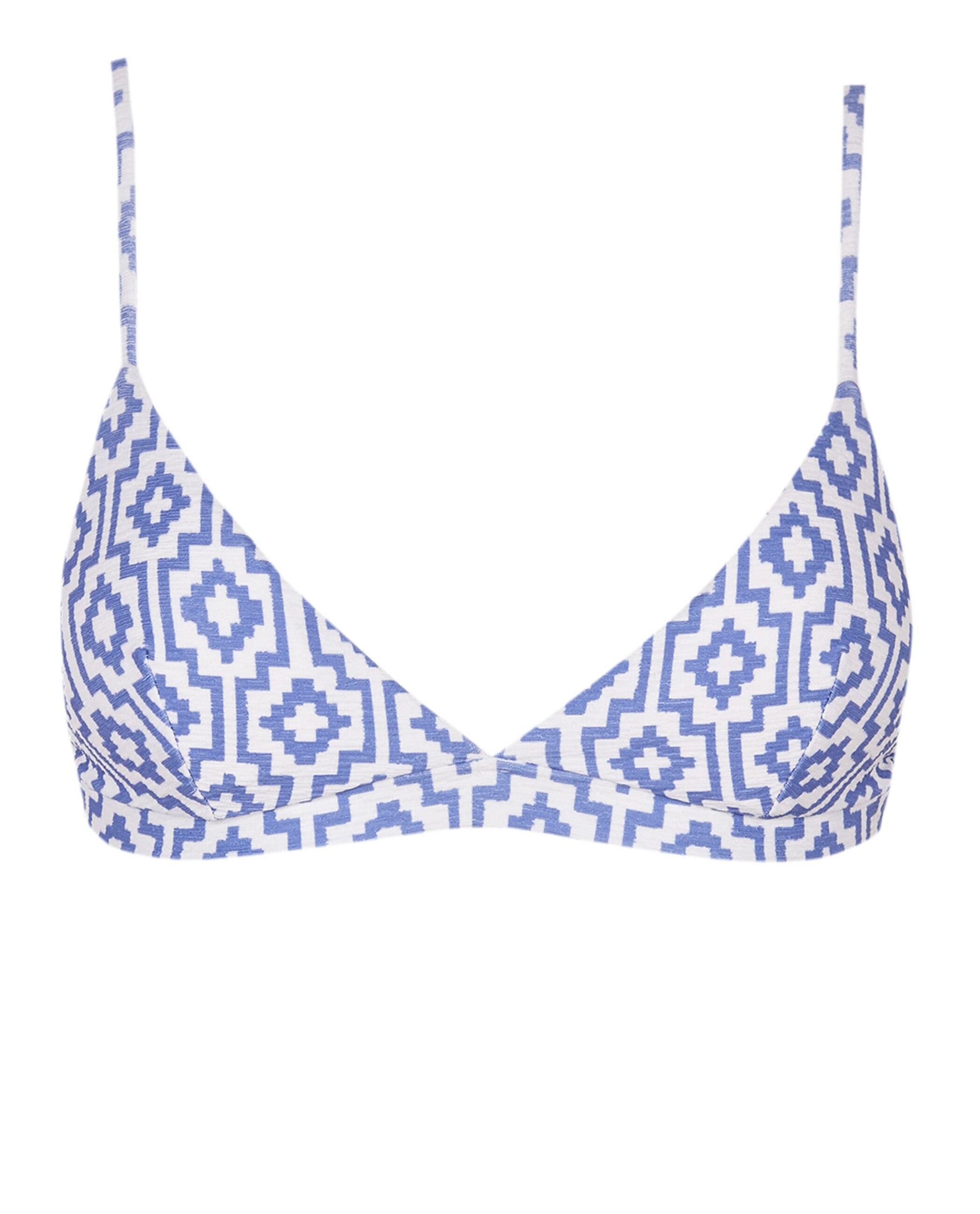Top de Biquíni Sporty Corfu com Estrutura e Foams Amovíveis Branco / Azul-3