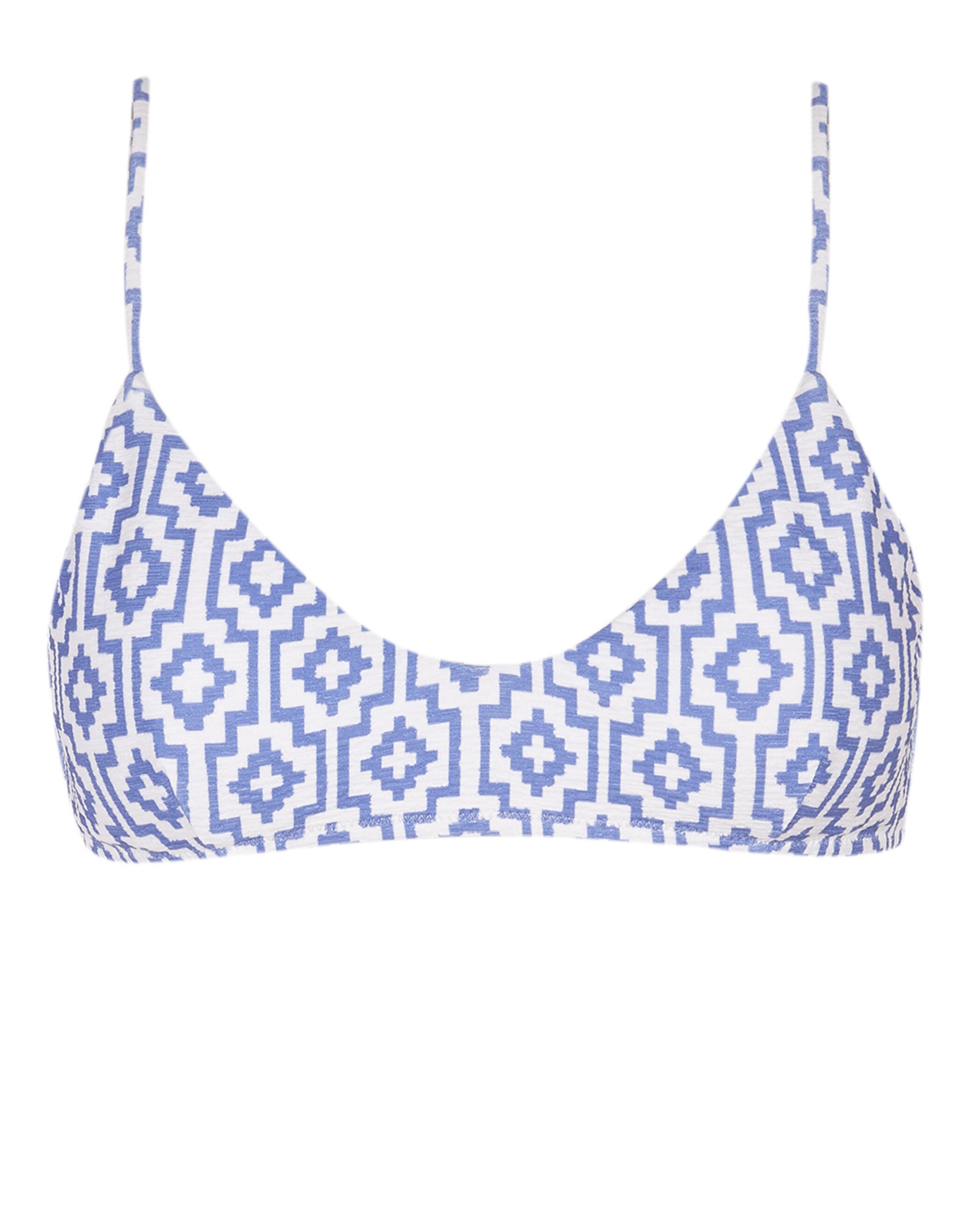 Top de Biquíni Vela Corfu com Estrutura e Foams Amovíveis Branco / Azul-3