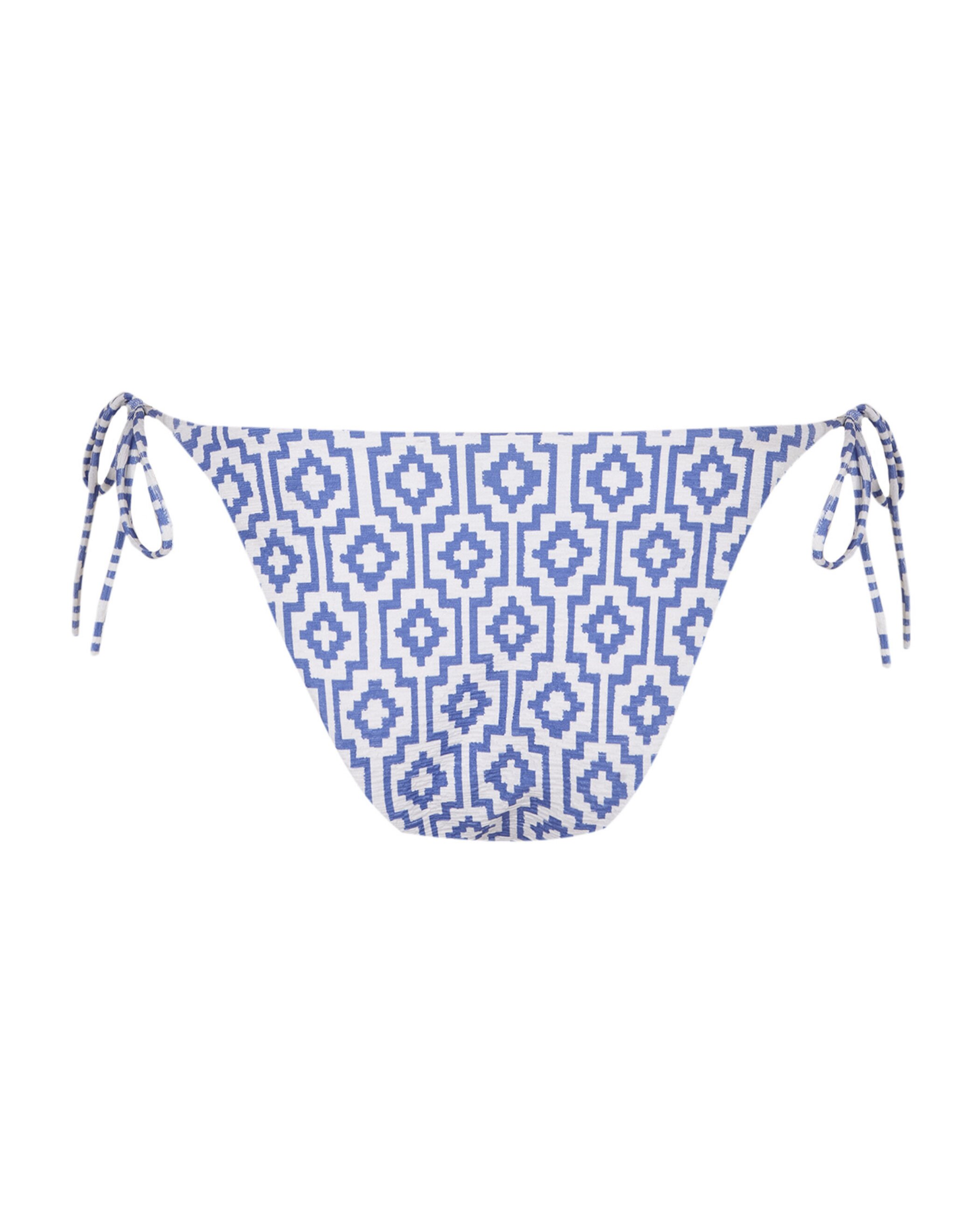 Cueca de Biquíni com Laço Corfu com Estrutura e Forro Branco / Azul-4