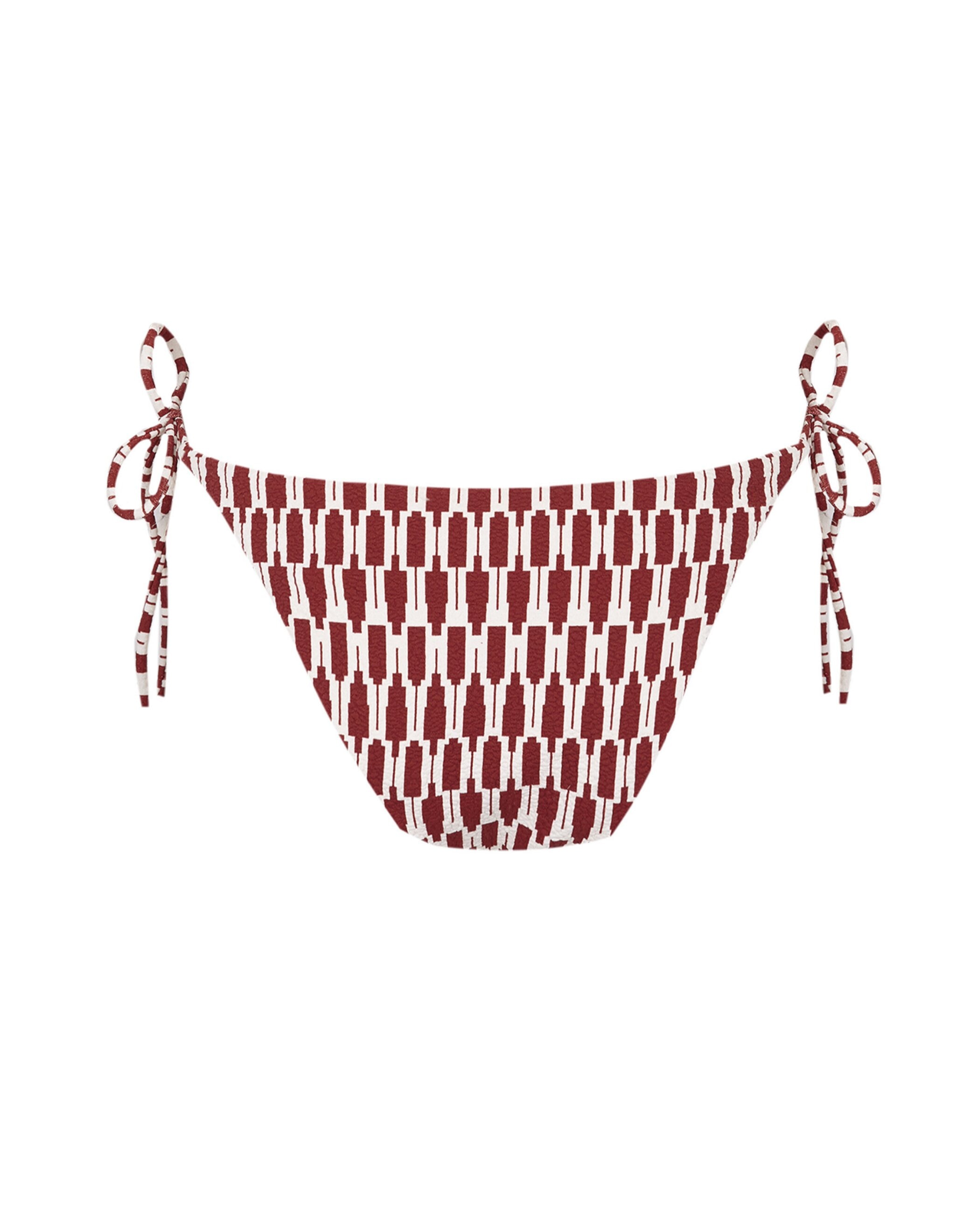 Cueca de Biquíni com Laço Tribe com Estrutura e Forro Grená-4