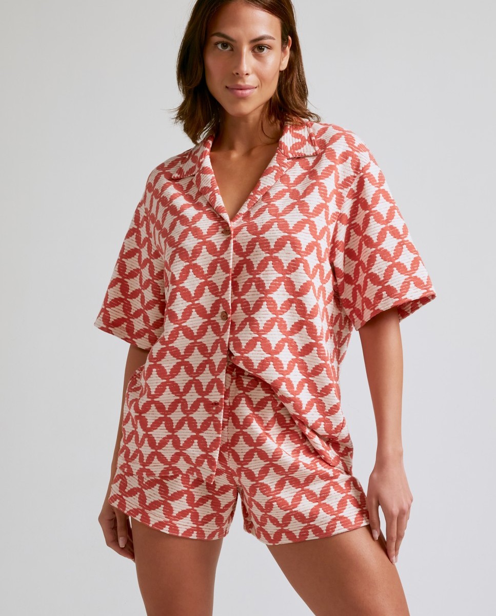 Camisa de Praia Zama Red Estampada Vermelho / Branco-2