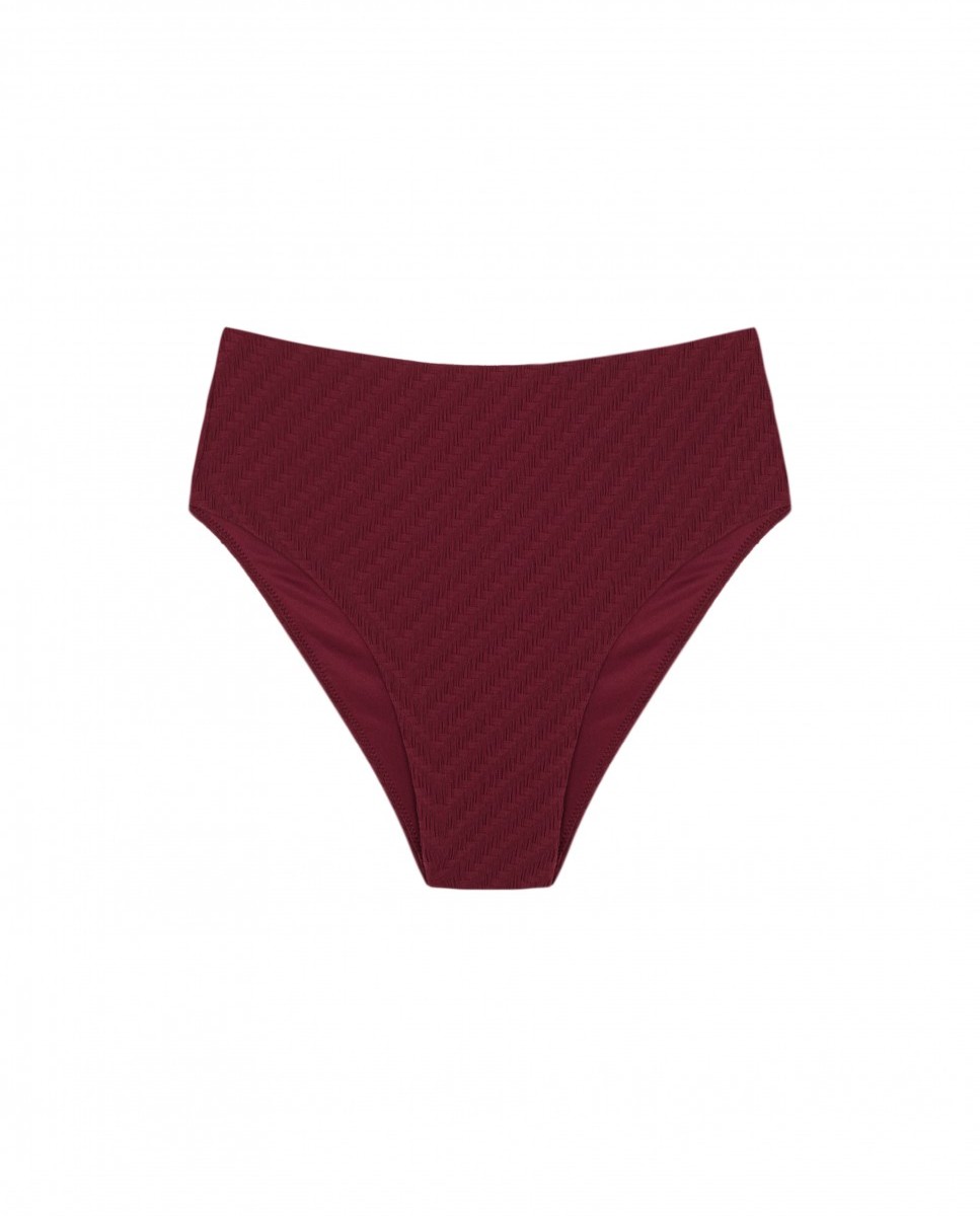 Cueca Alta de Biquíni Bordeaux com Estrutura e Forro Bordeaux-3