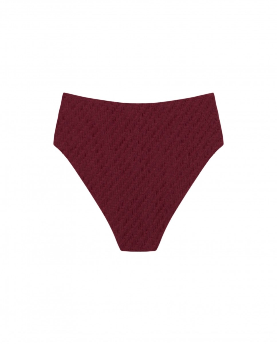 Cueca Alta de Biquíni Bordeaux com Estrutura e Forro Bordeaux-4