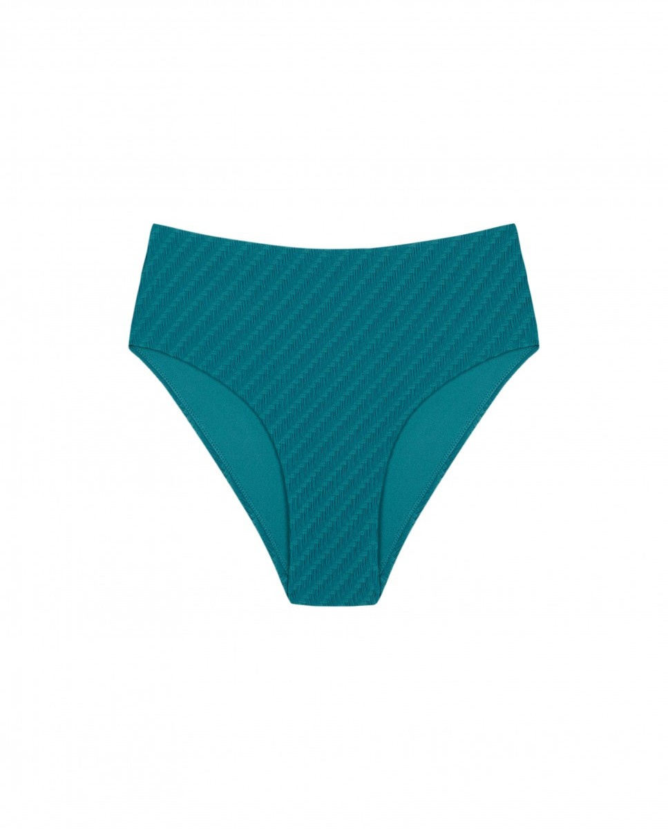 Cueca Alta de Biquíni em Petróleo com Estrutura e Forro Verde-3
