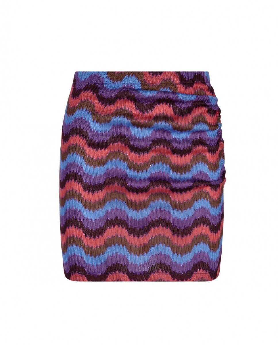 Saia Curta Moonlight com Franzido Multicolor-4