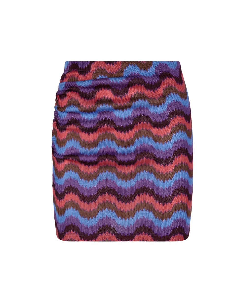 Saia Curta Moonlight com Franzido Multicolor-5